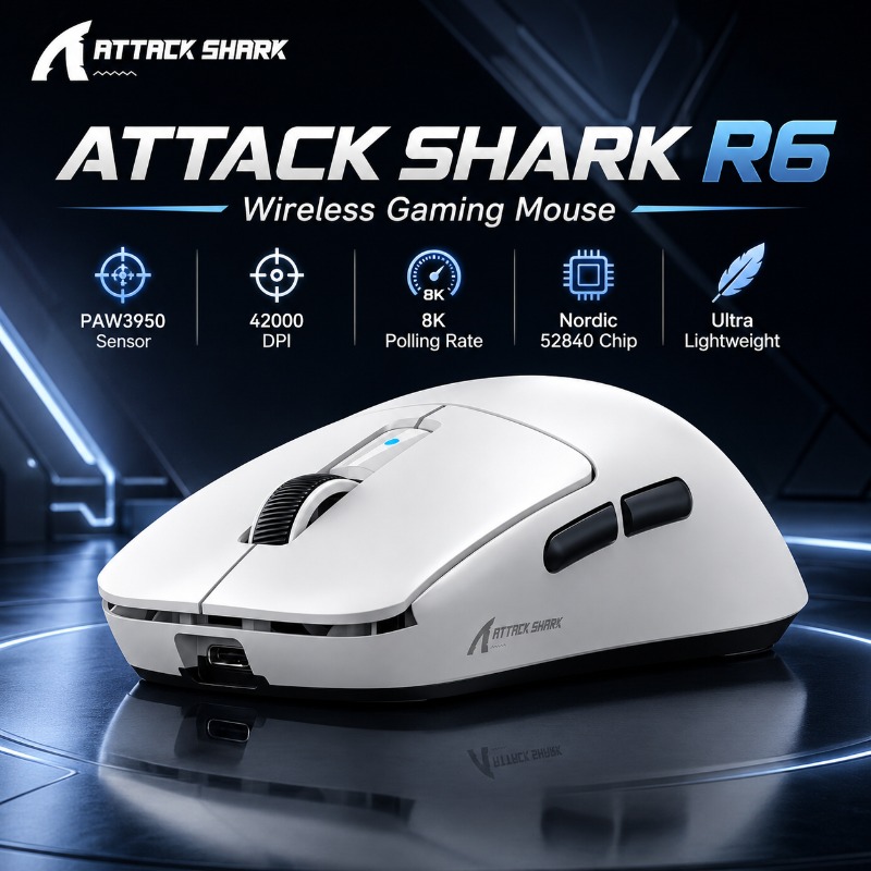 Pc Gaming X3D - ATTACK SHARK R6 Ergonomic Wireless Gaming