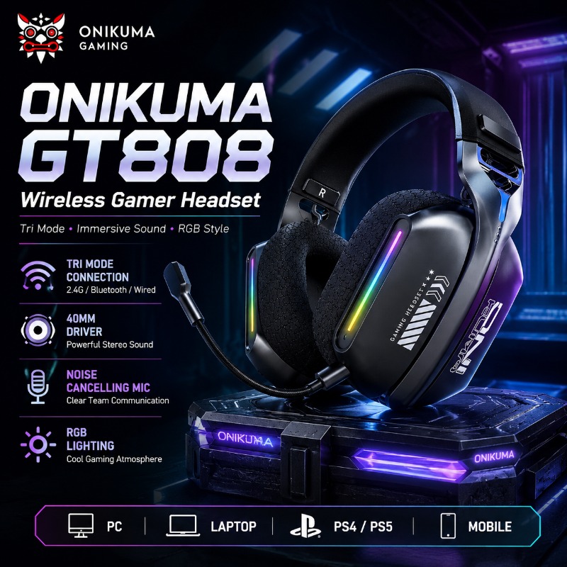 Pc Gaming Earbuds - ONIKUMA GT808 Wireless Gaming Headset Tri