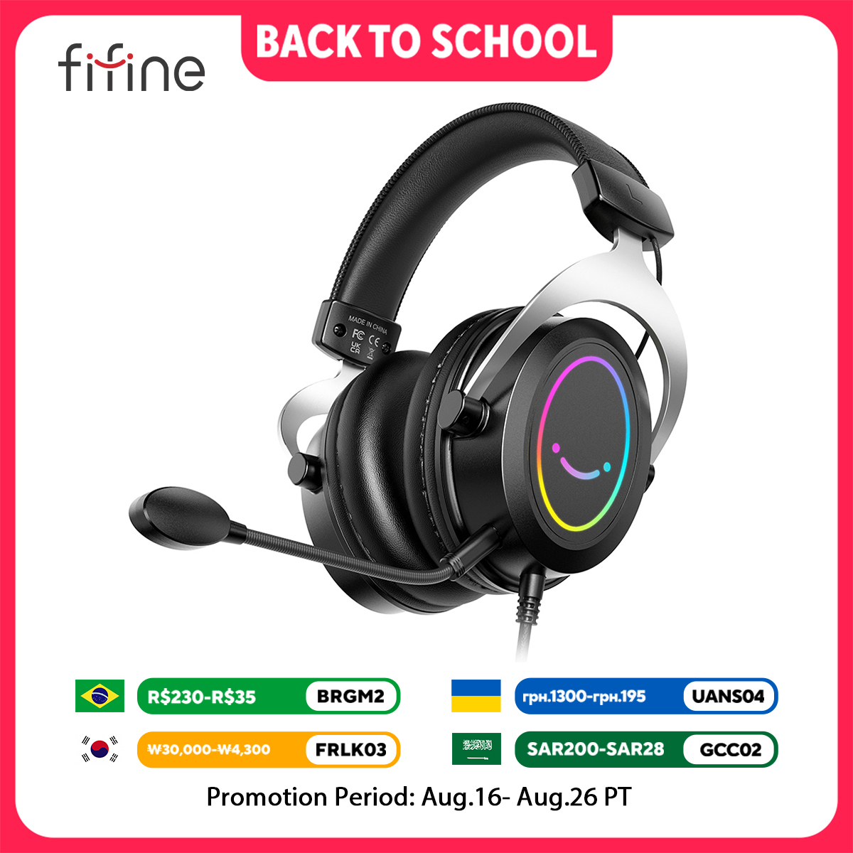 Pc Gaming Earbuds - FIFINE Gaming Headpset with Dynamic RGB/MIC/In-line