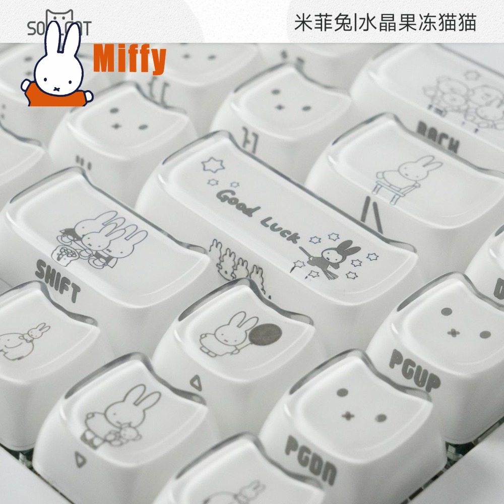 Pc Gaming Desk - Kawaii Miffy Keycaps Cute Rabbit Mechanical