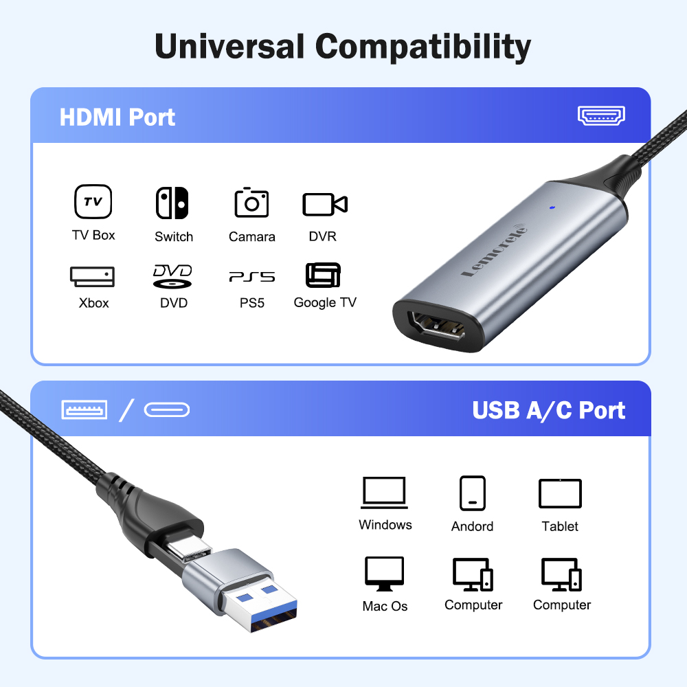 Lemorele USB 2.0 Video Capture - đánh giá và giá Capture Card Hdmi