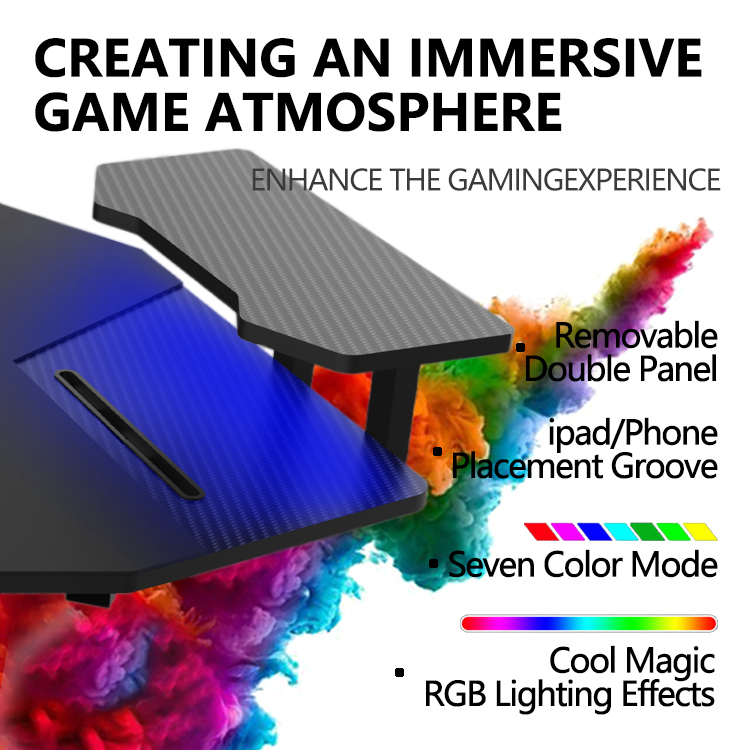70-Inch Large RGB LED Light E- - đánh giá và giá Pc Gaming Desk