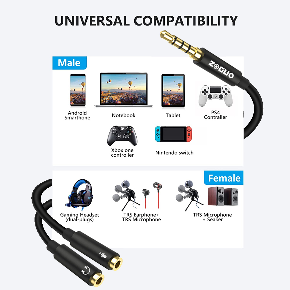 Cáp Âm Thanh 2 Đến 1 Nam Đến N - đánh giá và giá Pc Gaming Earbuds